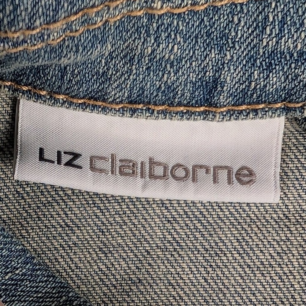 Liz Claiborne Blue Denim Trucker Jacket Womens XL Stretch Cotton Medium Wash - Picture 16 of 16